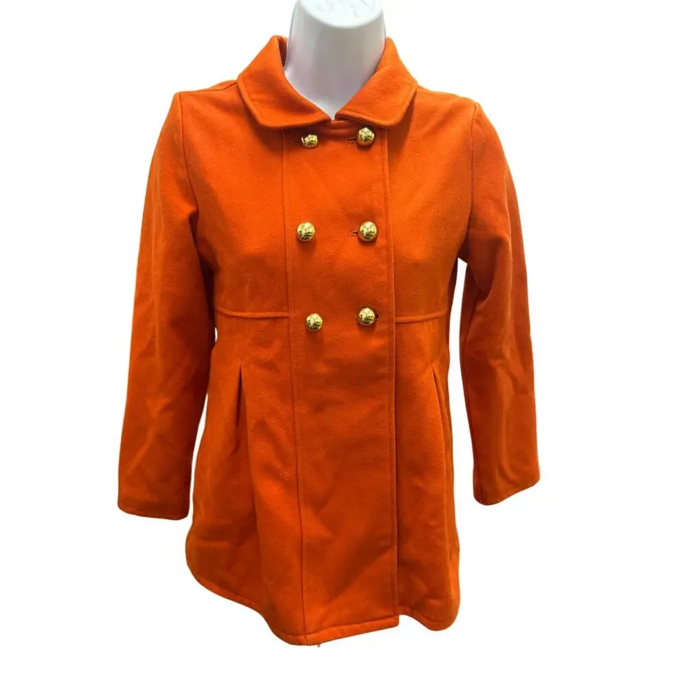 Lot Girls H&M Gymboree Coat M L 9/10 12 Winter Church Dress Coats Orange Plaid - Picture 2 of 9